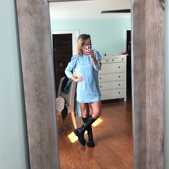 Nwt Zara Denim 80’s dress! Puff sleeve! - Picture 4 of 4